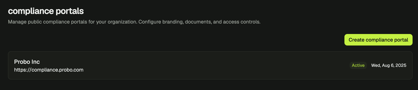 Multiple Compliance Portals screenshot