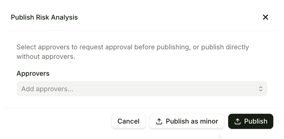 Publish risk analyses as documents screenshot