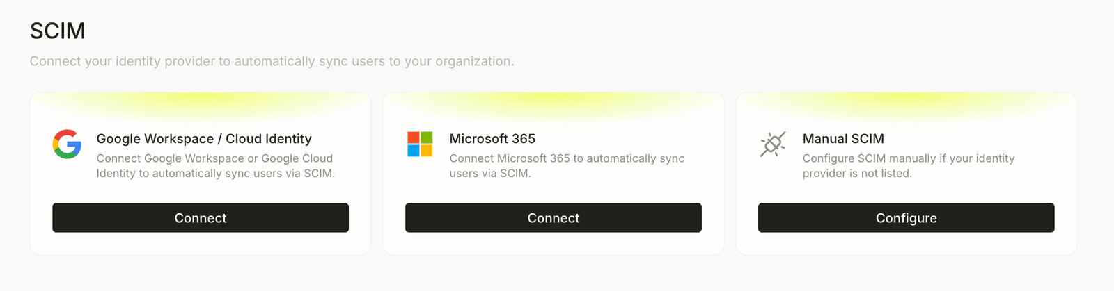 Identity settings, reorganized screenshot 1