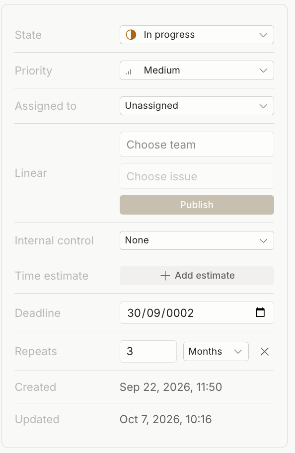 Recurring tasks follow their deadline screenshot