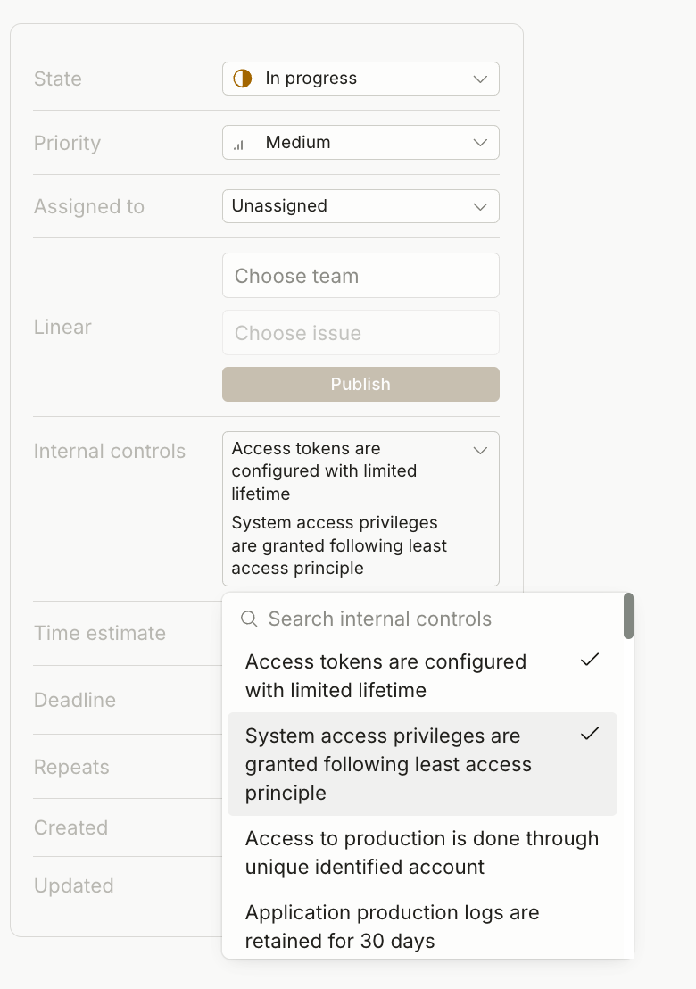 Link tasks to multiple controls screenshot