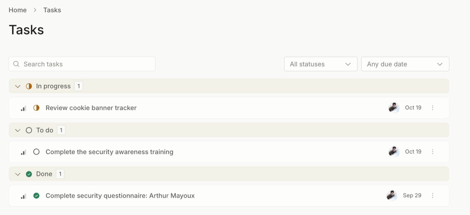 Assigned tasks in the employee portal screenshot 2