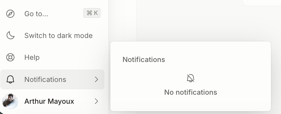 Notifications for tasks and requests screenshot