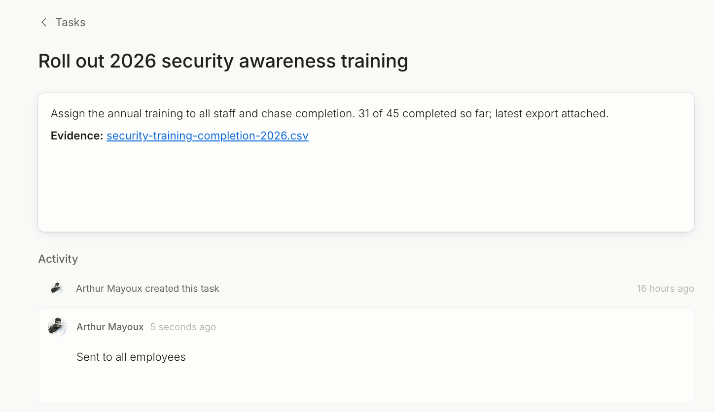 Task comments in the activity timeline screenshot
